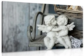 Tablou statuete de îngeri pe bancă