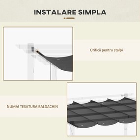 Outsunny Copertina retractabila pentru pergola, Copertina de rezerva din material textil pentru pergola de 3 x 3 (m), gri inchis | AOSOM RO