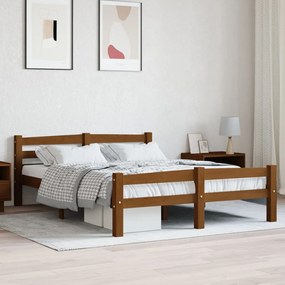 322077 vidaXL Cadru de pat, maro miere, 120x200 cm, lemn masiv de pin