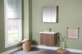Set Mobilier Baie Bryce, Include Baza Lavoar, Lavoar și Corp cu Oglinda, 65 cm, Nuc