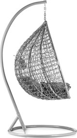 Scaun suspendat gri KOKON cu suport, perna gri