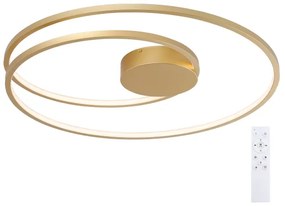 Brilagi-LED Lampă de tavan dimmabilă TWISTER, LED 105 W, 230 V, Ø 100 cm, auriu + telecomandă