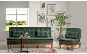 Set Canapea si Fotoliu, Lemn Solid, Fuoco, 2 Piese, Verde