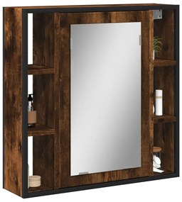 842428 vidaXL Dulap baie cu oglindă stejar fumuriu 60x16x60 cm lemn compozit