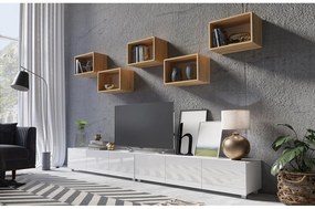 Mobilier living Calabria C32 WHITE (Alb + Stejar auriu) (fără iluminat). 1051574