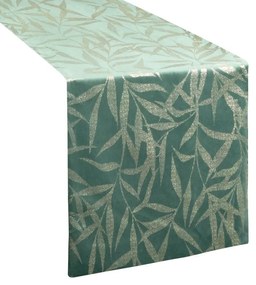 Traversa pentru masa din catifea cu imprimeu mentolat 35x180
