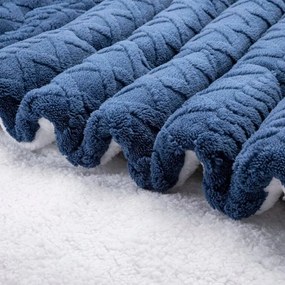 decoDoma Set matlasat cu blăniţă INVERNO albastru închis