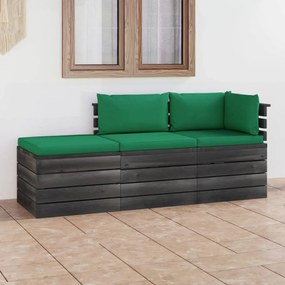 Set mobilier gradina paleti cu perne 3 piese lemn masiv pin Verde, 3