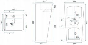 Lavoar Aris freestanding alb ceramica – H83 cm
