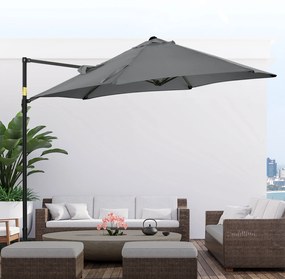 Umbrela de soare Outsunny cu rotire 360° si inclinare, gri inchis 2.5M | Aosom RO