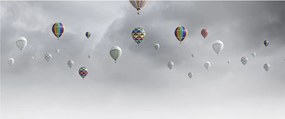 Tablou - Baloane pe perete de cărămidă (120x50 cm)