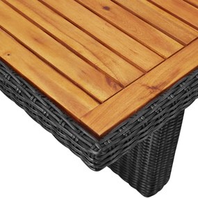 Set mobilier de exterior, 11 piese, negru, poliratan