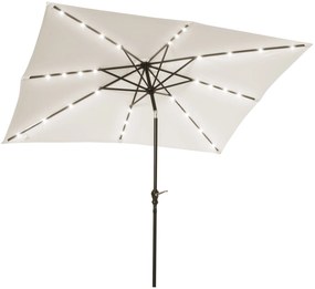 Outsunny Parasol de gradina parasol drept 3 x 2 m luminos rectangular inclinabil parasol LED solar otel poliester crem | Aosom Romania