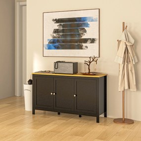 HOMCOM Dulap cu 2 Compartimente și 2 Rafturi Reglabile pe 3 Nivele, 120 x 40 x 70 cm, Negru și Lemn | Aosom Romania