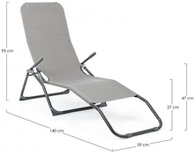 Sezlong pliabil gri din metal si poliester, Bolzano Bizzotto