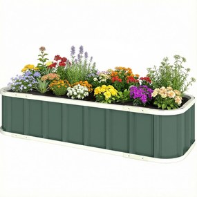 Outsunny Pat ridicat din oțel, recipient de plantare cu încuietori click, margine pliată 136 x 52 x 31 cm Verde deschis | Aosom Romania