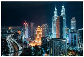 Tablou - Noaptea în Kuala Lumpur (90x60 cm)