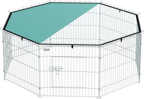 PawHut Parc pentru câini, țarc 8 panouri cu acoperiș, modular și pliabil, țarc portabil 60H cm cu ușă argintiu verde | Aosom Romania