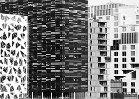 Tablou pe sticlă cu arhitectura alb neagră (70x50 cm)