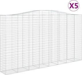 vidaXL Coșuri gabion arcuite, 5 buc, 400x50x220/240cm, fier galvanizat