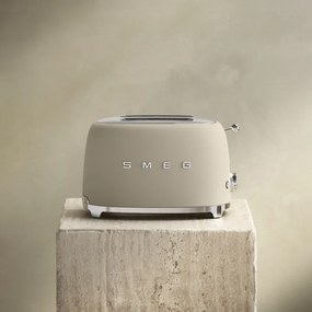 Prajitor de paine SMEG 50's Style TSF01MLMEU, 950 W, 2 felii, 6 trepte, Tava pentru firimituri, Cablu integrat, Otel inoxidabil, Bej