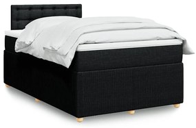vidaXL Pat box spring cu saltea, negru, 120x200 cm, textil