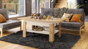 Mazzoni RIO Stejar Artisan/Bej (Șampanie) - MĂSUȚĂ DE CAFEA EXTENSIBILĂ CU RAFT