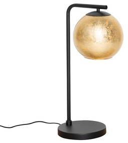 Lampa de masa de design neagra cu sticla aurie - Bert