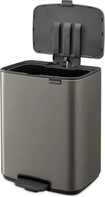 Cos de gunoi Brabantia Bo Pedal 1010128, 12 l, Inchidere usoara, Baza antiderapanta, Gri