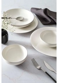Set de masă 18 piese, porțelan, alb/argintiu