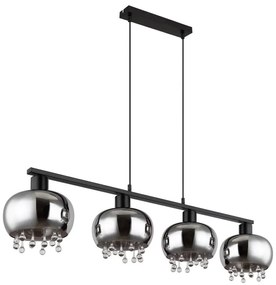 Lustra 4L design modern Corry negru, fumuriu