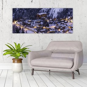 Tablou - orășelul montan iarna (120x50 cm), în 40 de alte dimensiuni noi