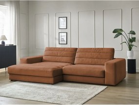 Colțar portocaliu cu tapițerie din catifea (cu colț pe partea stângă/cu șezlong) Sierra – Bobochic Paris