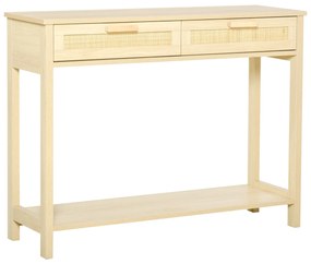 HOMCOM Consola din lemn pentru intrare, sufragerie, salon, cu 2 Sertare, Stil Shabby Chic Culoare Lemn, 100x30x76cm