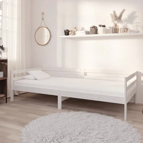 Pat de zi cu sertare, alb,90x200 cm,lemn masiv de pin