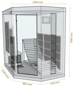 Infračervená sauna/ tepelná kabína Esbjerg s triplexným vykurovacím systémom a drevom Hemlock