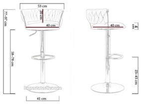 Scaun de bar tapitat cu catifea pivotant si inaltime reglabila cu baza aurie ABS 118 maro