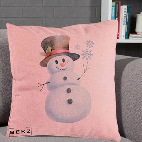 Perna decorativa de Craciun: Om de Zapada cu Joben si Vasc, 40x40 cm cu Umplutura, Roz, BEKZ