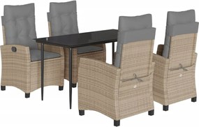 vidaXL Set mobilier pentru grădină, 5 piese, cu perne, bej, poliratan