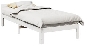 vidaXL Cadru de pat fără saltea, alb, 90x200 cm, lemn masiv pin