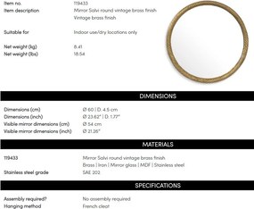 Oglinda Decorativa Design LUX Salvi Round, 60cm