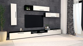 Living haaus Haga V20, Alb Lucios/Negru, MDF, L 360 cm