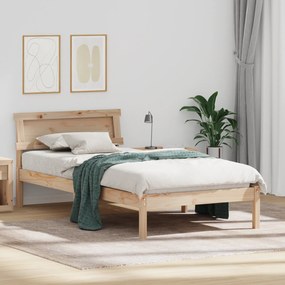 vidaXL Cadru de Pat cu Tăblie și LED, 80x200 cm, din Lemn Masiv de Pin