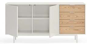 Comodă albă/în culoare naturală joasă cu aspect de lemn de stejar 159x80 cm Sierra – Teulat