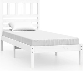 vidaXL Cadru de pat fără saltea, alb, 75x190 cm, lemn masiv de pin