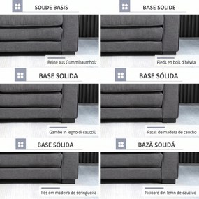 HOMCOM Canapea Extensibilă din Material Textil 2 Locuri cu Capitonaj și Arcuri, 151x75x85 cm, Gri | Aosom Romania