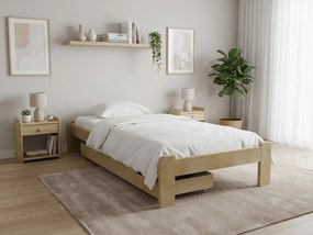 Pat de o persoana ADA 90x200 cm, pin Saltele: Cu saltele Somnia 18 cm, Somiera pat: Cu lamele drepte