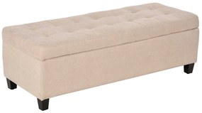 HOMCOM Banchetă cu depozitare, detalii cu nasturi, până la 120 kg, 125 x 49 x 41,5 cm, Bej | Aosom Romania