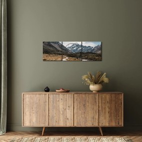 Tablou - Poteca în valea muntelui Mt. Cook (cu ceas) (90x30 cm)