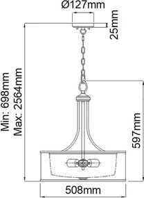 Kichler KL-LACEY-P-L-AP - Candelabru cu lanț LACEY 4xE27/60W/230V crom mat